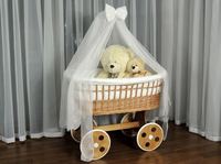 Wicker crib på hjul - Brun